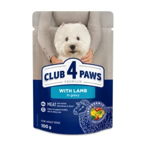 CLUB 4 PAWS Premium Пауч за кучета от малки породи – агнешко в сос, 100 гр