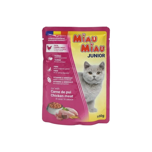 Miau Miau Пауч за котенца (Junior) в сос - пилешко, 100 гр