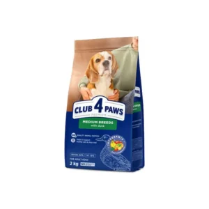 Club 4 Paws суха храна за средни породи с патица и пилешко - 2 кг