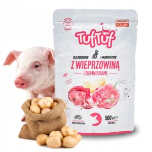 TufTuf – Мокра храна за кучета със свинско месо и картофи, 500 г